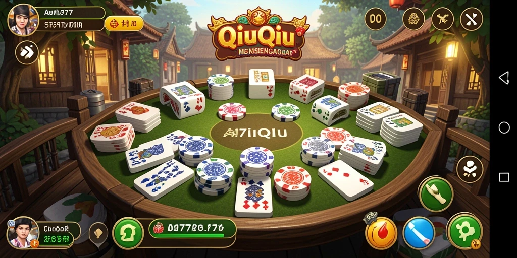 Tampilan gameplay QiuQiu yang seru dan mendebarkan di A7777.