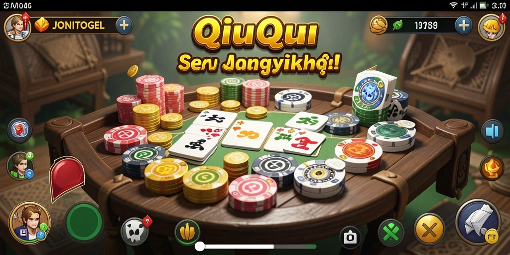 Screenshot menunjukkan gameplay QiuQiu yang dinamis dan interaktif.
