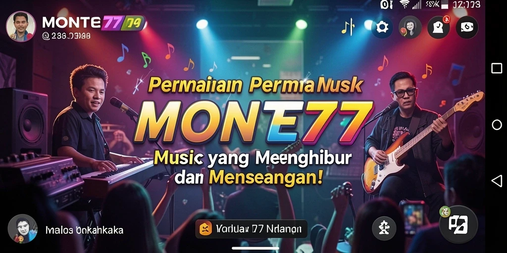 Tampilan gameplay MONTE77 dengan berbagai tantangan musik menarik.
