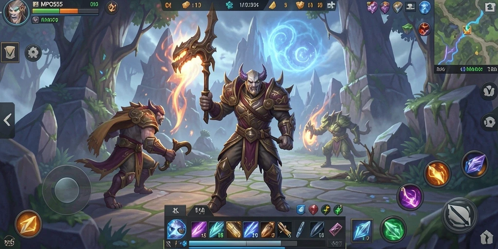 Screenshot MPO555 menampilkan pertarungan epik dalam dunia MMORPG.