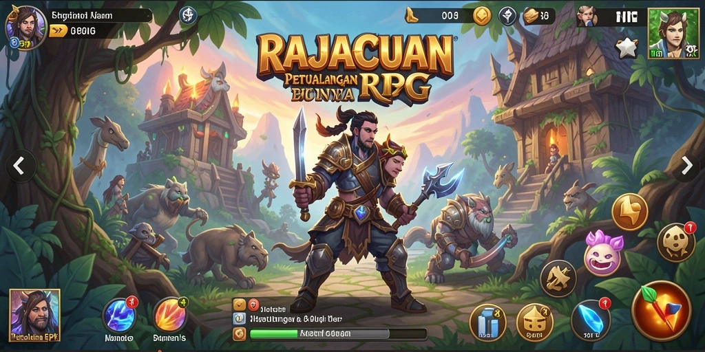 Tangkapan layar RAJACUAN menampilkan pertempuran seru dalam dunia RPG.