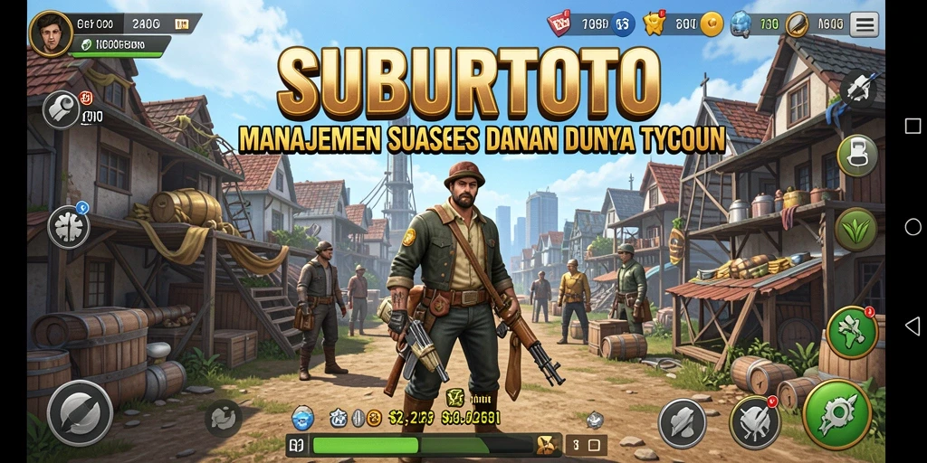 Screenshot menampilkan keseruan gameplay Tycoon SUBURTOTO dengan berbagai bisnis yang dikelola.