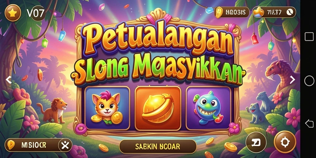 Gameplay V07 yang mendebarkan dengan simbol slot menawan.