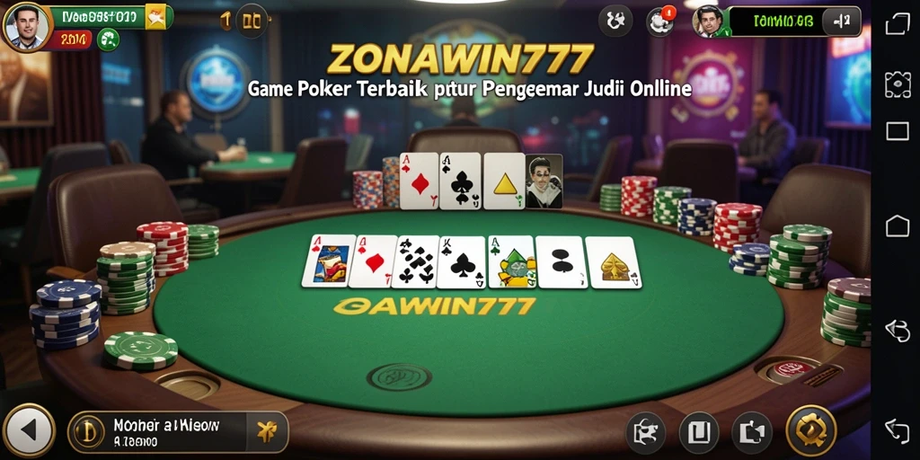 Screenshot ZONAWIN777 menampilkan gameplay poker yang seru dan nyata.
